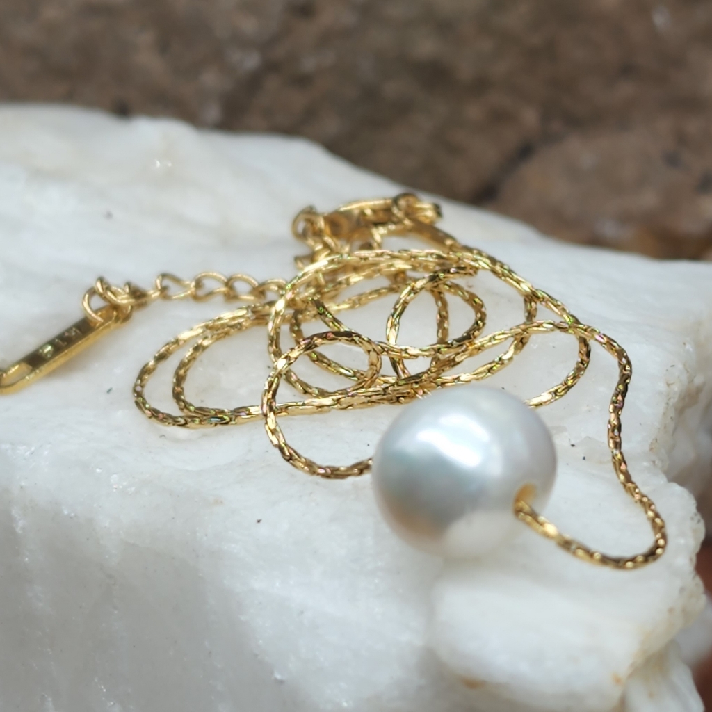 Natural Freshwater Pearl Pendant Luxury 14k Gold Pl Chain Hypoallergenic